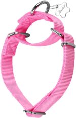 Martingale Dog Collar, No-Buckle Escape-Proof Design, Heavy-Duty Nylon and Welded D-Ring, Adjustable Training Collar for Medium Large Dogs (Baby Pink, L) - Image 2