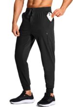 Men's Athletic Joggers Stretch Sweatpants with Zipper Pockets Running Workout Gym Track Golf Pants for Men - Image 2