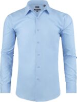 Men's Dress Shirt Slim Fit Long Sleeve Full Stretch Wrinkle-Resistant Business Casual Solid Button Down Shirts - Image 2