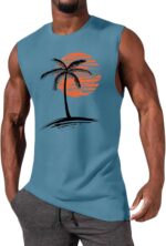 Mens Summer Beach Tank Top Tropical Hawaiian Palm Tree Print Sleeveless Shirts Muscle Tee Vacation Shirts - Image 2