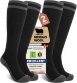 Merino Wool Compression Socks for Women Men (2/3 Pairs) Knee High Winter Thermal Thick Warm for Nurse Pregnant Travel - Image 2