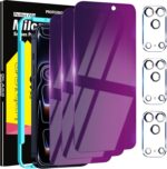 Milomdoi 3 Pack Gradient Colorful Privacy Screen Protector for iPhone 17 Pro [Anti-Blue Light Private Film], 3 Pacs Camera Lens Protector Accessories, Case Friendly, Anti-Spy Tempered Glass,Purple - Image 2