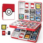MoKo 60 Game Card Case for Nintendo Switch 2 / Switch OLED / 3DS / 3DSXL, Portable Storage Holder Case for 60 Switch 2 Game Cartridges & 24 3DS Card & 36 Micro SD Cards, Red Ball - Image 2