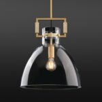 Mondern Large Brass Kitchen Island Pendant Light, 14 '' W 1-Light Glass and Gold Island Pendant Lights,Farmhouses Pendant Light, for Kitchen,Dining Room,Bathroom,Included 2 Bulb - Image 2