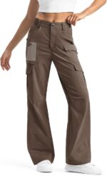 Moosehill Women's-Cargo-Hiking-Pants-High-Waisted Wide Leg Water Resistance Lightweight Stretch for Work Casual Outdoor - Image 2