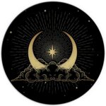 Mouse Pad，Crescent Moon accompanied by Clouds Stars Funny Round Mousepad with Design，Small Non-Slip Rubber Gaming Pads，Office Dorm Computer Laptop Mouse pad 7.9 x 7.9 Inch - Image 2
