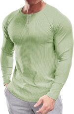 Muscle Cmdr Men's Stretch Henley T Shirts Slim Fit Short & Long Sleeve Casual Stylish Tee Business Top - Image 2