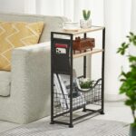 Narrow Side Table, Skinny Small End Tables with Magazine Holder, 3 Tier Small Sofa Side Table for Smalls Spaces, Sofa Couch Tables Bedside Table for Living Room Bedroom Office - Image 2