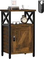 Night Stand with Locking Drawer, Bedside Table with Drawers, Wooden Bed Side Table with Storage, Nightstand with Shelves, End Night Tables For Bedroom, Living Room, Dorm, Office (Rustic Brown) - Image 2