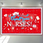 Nurse Appreciation Week Decorations Banner 72" x 48" Backdrop Thank You Nurses Appreciation Medical Heart Red Photography Background for Indoor Outdoor Hospital Doctor Nurse Party Supplies - Image 2