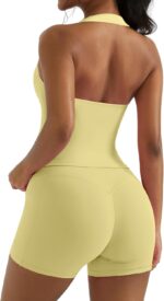 OMKAGI 2 Piece Workout Sets for Women Halter Sports Bra Tank Gym Biker Shorts Outfits - Image 2