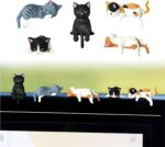 ONEPEACE Mini Cat Cute Car Accessories, Resin Cat for Dashboard Decorations, Desk Decorations, Car Ornament Interior Decors Rearview Mirror Funny Gifts 5 Pcs (Black) - Image 2