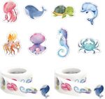 Ocean Bug Stickers Rolls - 1000Pcs Small Animal Sticker Ladybird Beetle Butterfly Decals Aesthetics Self-Adhesive Labels for Kids School Prizes Rewards Classroom Teaching. (Ocean) - Image 2