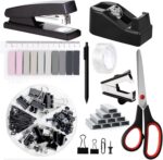 Office Supplies,Desk Accessories, Stapler and Tape Dispenser Set for Women with Stapler, Tape Dispenser, Staple Remover, Staples, Clips, Scissor and Tabs,Gift for Students, Coworkers - Image 2