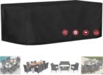 Oslimea Outdoor Patio Dining Sets Covers for 9 Pieces, Waterproof Rattan Chairs Conversation Set Cover for 4-Piece Patio Furniture Coffee Table or 7-Piece Patio Dining Table Sets, 78"L x 62"W x 30"H - Image 2