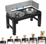 PAWCHIE Elevated Dog Bowls,Mess Proof Feeder for Large Dogs,6 Height Adjustable Raised Dog Bowl Stand with Slow Bowls & Water Bowl, No Spill, Non-Slip Tiltable Pet Feeder Stand Grey - Image 2