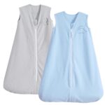 PHF Warm Micro-Fleece Baby Sleep Sack 12-18 Months, Soft Baby Wearable Blanket, 2-Way Zipper Sleeping Bags, 2 Pack Comfy Sleeping Sack for Infant Newborn Boys, Large Size, Blue&Grey - Image 2