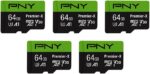 PNY 64GB Premier-X Class 10 U3 V30 microSDXC Flash Memory Card 5-Pack - 100MB/s, Class 10, U3, V30, A1, 4K UHD, Full HD, UHS-I, Micro SD - Image 2