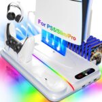 PS5 Cooling Station for PS5/Slim/Pro Disc Digital Console,PS5 Fan Cooling Fan with Dual PS 5 Controller Charger,3 Level Fan, RGB Light,12 Slot, PS5/Slim/Pro Stand for PlayStation 5 Console Accessories - Image 2