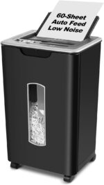 Paper Shredder for Home Office, 60 Sheets Auto Feed, 55dB Super Quiet, P-4 Cross Cut, 2.4m/min High-Speed Shredding, 5.8 Gallon Bin, CD/Credit Card Shredder with Anti-Jam & Dual Modes - Image 2