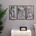 Peryiter 3 Pcs Modern Minimalist Wall Decor Abstract Metal Wall Art Metal Line Art Woman Body Artwork for Bedroom Bathroom Living Room(Black) - Image 2