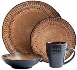 Pfaltzgraff Cambria 16-Piece Stoneware Dinnerware Set, Service for 4, Dark Brown - Image 2