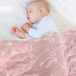 Pink Bow Baby Blanket – Cozy Knitted Bow Throw for Baby Girls, Nursery Décor, & Newborn Gifts – Ultra-Soft, 30x40 Inch - Image 2
