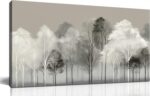 Prepeyssee Black and White Tree Wall Art for Living Room Large Landscape Modern Artwork Gray Forest Picture for Bedroom Home Office Ready to Hang 20x40 Inch - Image 2