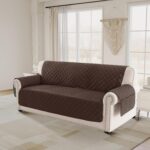PrinceDeco Couch Covers for 3 Cushion Couch Quilted Sofa Slipcovers Water Resistant and Anti-Slip Furniture Protector Sofa Cover Pet Friendly Seat Width to 68"(Sofa, Brown) - Image 2
