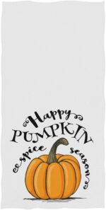 Pumpkin Hand Towels 16x30 in Bathroom Towel, Happy Pumpkins Spice Season Ultra Soft Highly Absorbent Small Bath Towel Fall Autumn Thanksgiving Day Bathroom Decor Gifts - Image 2
