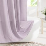 Purple Boho Fabric Cloth Shower Curtain, Lavender Farmhouse Shower Curtains for Chic Elegant Neutral Bathroom Decor, Bohemian Cute Shower Curtain with Shabby Geometric Texture, 72 x 72 - Image 2