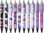 Purple Halloween Pens 10PC- Spooky Ghost Pumpkin Gel Pen Set Note Taking School Supplies Teacher Kids Fine Point Ink Aesthetic Office Stationery Smooth Writing Novelty Bulk Gifts Party Favors - Image 2