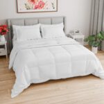 Queen Comforter Set - 7 Piece Bed in a Bag Queen Size Bed Set - Down Alternative Comforter, Flat Sheet, Fitted Sheet, Pillowcases & Shams for All Seasons - Ultra Soft, Cozy, Comfy & Breathable - White - Image 2