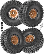 RC 1.9in Beadlock Wheels and Tires for 1/10 TRX4,Axia1 SCX10 II 90046 SCX10 III,D90 RC Crawler Car,Alloy 1.9in rc Beadlock Rims,Soft Rubber 1.9in rc Beadlock Tires,4pcs,Bronze - Image 2