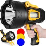 Rechargeable Spotlight, 99000 Lumens Super Bright Led Spotlights Flashlight with Cob Light & Foldable Tripod, 10000ɱAh Spot Lights Long Runtime, Handheld Spotlight for Hunting Boating Outdoor - Image 2