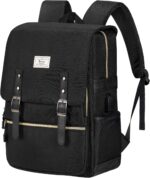 Ronyes Vintage Laptop Backpack for Women Men,15.6 inch Bookbag Casual Daypack with USB Charging Port for College Work, All Black Backpacks - Image 2