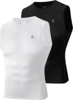 Runhit 2 Pack Men's Compression Shirts Sleeveless Workout Athletic Tank Top Sports Base Layer Undershirt - Image 2