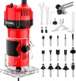 SILVEL Wood Router, 800W Wood Routers for Woodworking, 6.5Amp 1.25HP Hand Wood Router Tool, 30000R/MIN Compact Edge Trimmer with 15 1/4" Router Bit Set, Red - Image 2