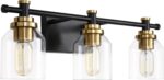 SOLFART Vintage 3-Light Bathroom Vanity Light Over Mirror Globe Vanity Light Fixtures for Bathroom Glass Shade Bath Fixtures 3 Lights - Image 2