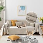 STACYPIK Waterproof Anti-Cat Scratch Couch Covers, Beige Sofa Covers for Dogs, Non-Slip Couch Covers for 2 Cushion Couch, Washable Love Seat for Sectional, Furniture Protector Sofa Slipcover-71X90IIN - Image 2