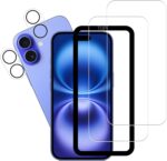 Screen Protector For iPhone 16 Tempered Glass 2-Pack Camera Lens Protector Film 2-Pack With Easy Alignment Tool - Image 2