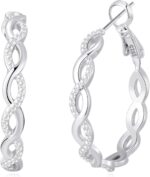 Senteria 925 Sterling Silver Earrings Hoops for Women Lightweight Twisted Hoop Earrings With Cubic Zirconia Hypoallergenic Hoops Earrings (20/30/40/50/60MM) - Image 2