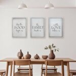 Set of 3 Bless The Food Before Us Sign - Kitchen Wall Decor 16"x 24" Framed - Family Quote Decor for Dining Room, Farmhouse Wall Art Frame (White) - Image 2
