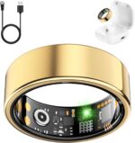 Smart Health Ring for Women Men, Fitness Tracker Ring with Heart Rate, Blood Oxygen, Sleep Tracker, Step Tracker, No Subscription Fee, IP68 Waterproof Smart Ring for iPhone & Android (Gold, 9#) - Image 2
