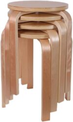 Stackable Bentwood Stool Set of 4, 18" Round Stacking Backless Nesting Stools，Anti-Slip Felt Pad,School Chairs，Suitable for classrooms, Dining Rooms, Kitchens，Birch - Image 2