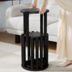 Stackable Stools Set of 4,Wood Stool,18 Inch Stool,Stacking Stools,Nesting Table,Sturdy and Durable,No Installation Required,Top Stackable Round Side Table (Black Barstool) - Image 2