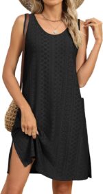 Summer Dresses for Women 2025 Casual Tank Dress with Pockets Swim Coverup Sundress - Image 2