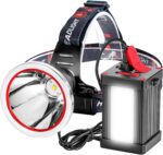 Superbright Bright LED Headlamp Powerful Portable Rechargeable Headlight Flashlight with External Side Light for Camping Biking Hunting Fishing (Yellow Light) - Image 2