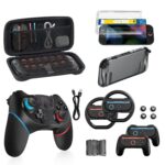 Switch 2 Accessories Bundle for Nintendo, 16-in-1: Pro Controller, Dockable Carrying Case, Screen Protector, Thumb Grip for Joycon, Console Protective Cover Shell, Steering Wheel 2025 Switch2 Game Kit - Image 2