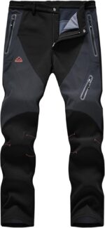 TBMPOY Men's Snow Pants Waterproof Winter Ski Fleece Lined Softshell Snowboard Warm Outdoor Hiking - Image 2